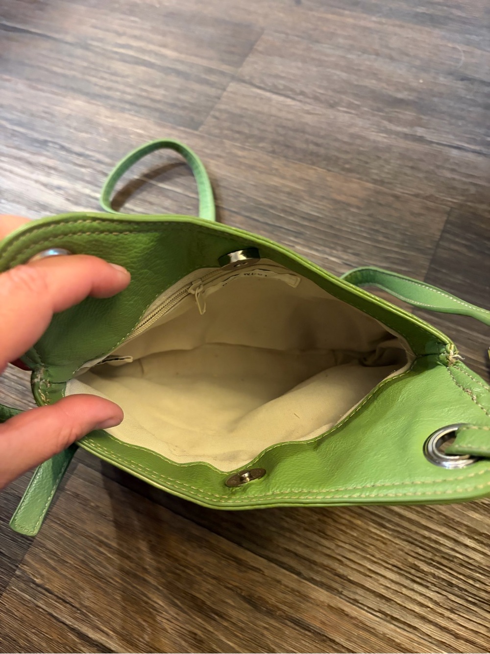 Y2K Faux Green Leather Mini Nine West Crossbody Purse - Picture 5 of 7